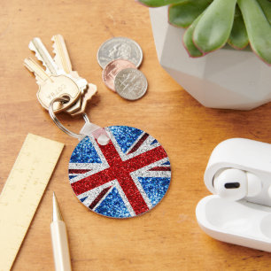 Chaveiro Lâmpadas brilhantes brancas azuis-vermelhas da ban