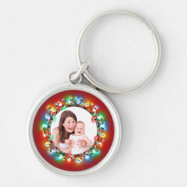 Chaveiro Lâmpadas de Natal com Foto Personalizada  (Frente)