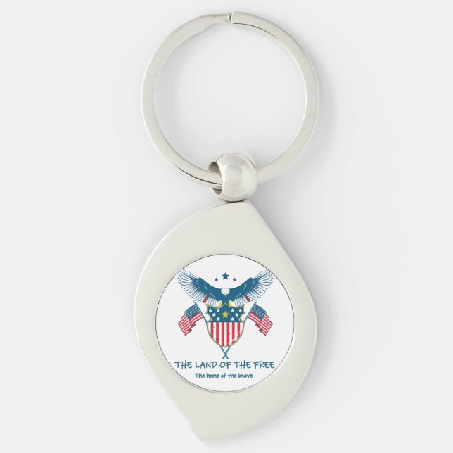 Chaveiro Land of the Free Eagle Metal Keychain (Frente)