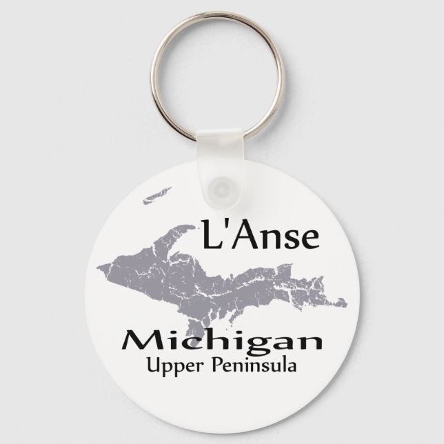 Chaveiro L'Anse Michigan Map Design (Frente)