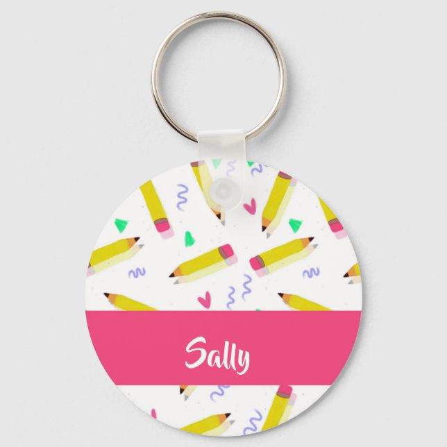 Chaveiro lápis amarelas e escamas brancas (Frente)