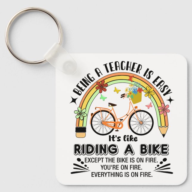 Chaveiro lápis arco-íris Apreciação do professor, professor (Frente)