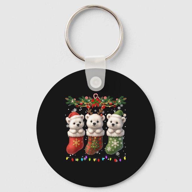Chaveiro Lar Bear In Christmas Socks Lights Lar Bear Xmas  (Frente)