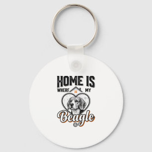 Chaveiro Lar é Onde Está Meu Beagle é Design de Cachorro Vi