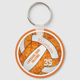 Chaveiro laranja branco colorido nome personalizado voleibo