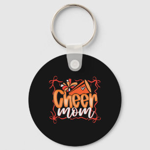 Chaveiro Laranja Coquete Pom Poms Laço Cheer Mãe Mamãe Chee