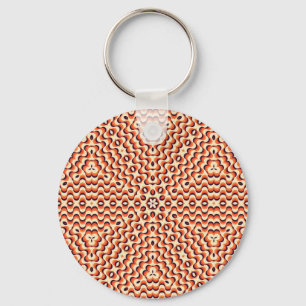 Chaveiro Laranja, Creme, Arte Floral Marrom Sem Olhos