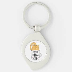 Chaveiro Laranja Engraçado Café Mug Cat Lover