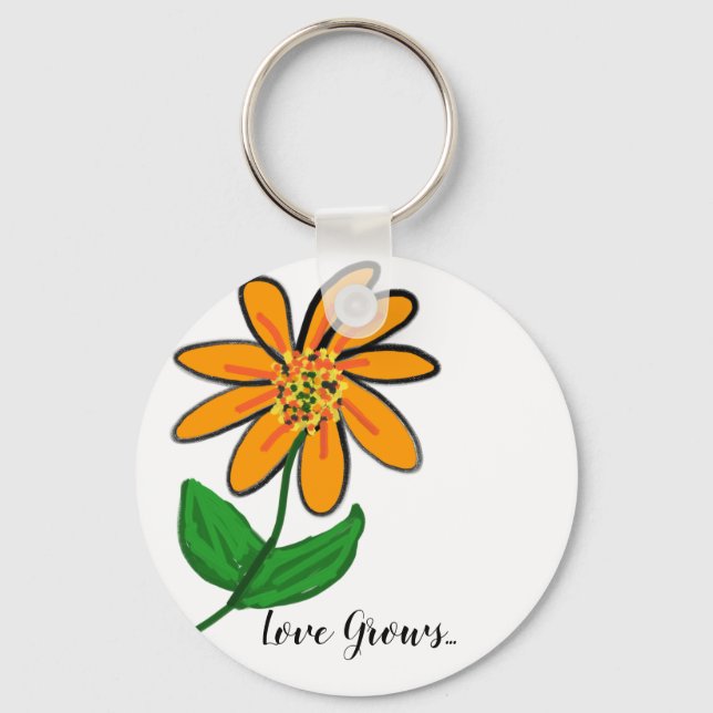 Chaveiro Laranja Floral Amor Cresce (Frente)