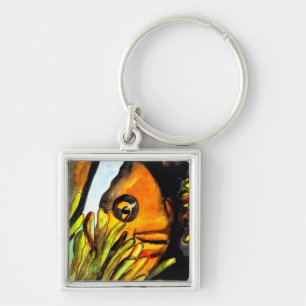 Chaveiro Laranja Palhaço Peixe aquarela pintura original