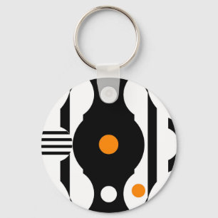 Chaveiro Laranja Preto Geométrico Mod Retro