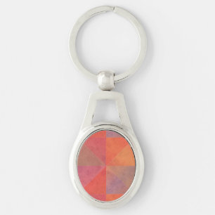 Chaveiro Laranja Vermelho Rosa Triângulos Aquarela Arte Geo