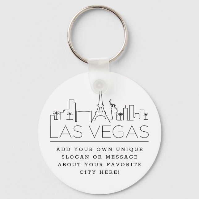 Chaveiro Las Vegas Stylizou Skyline | Slogan Personalizado (Frente)