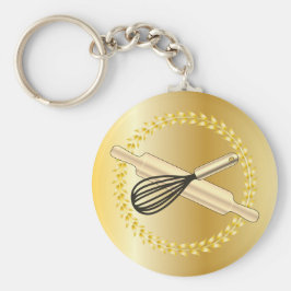 Chaveiro Laurel Dourado do Whisk & Rolling Pin Baking Lover