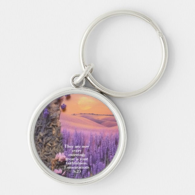 Chaveiro Lavender  keychain Lamentations 3:23 (Frente)
