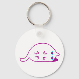 Chaveiro Lay Down Chonky White Cat Keychain