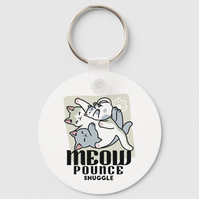 Chaveiro Lazer - Design de Gatos Preguiçosos (Frente)