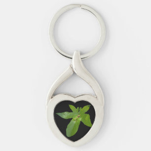 Chaveiro "Leafy Haven: Um pequeno Sapo Verde sobre Folha de