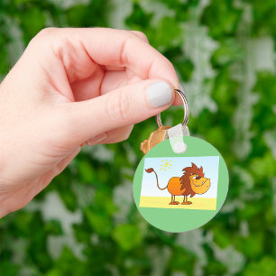 Chaveiro Leão de desenho animado engraçado no animal de saf