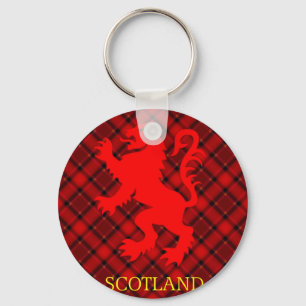 Chaveiro Leão vermelho escocês desenfreado no Tartan