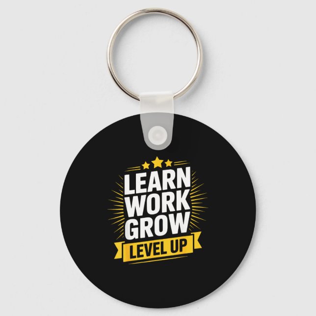 Chaveiro Learn Work Grow Level Up Motivational Growth Insra (Frente)