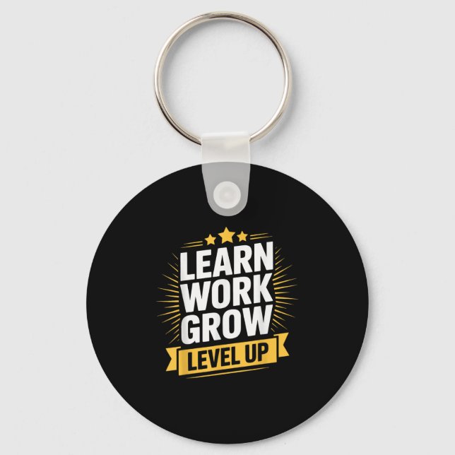 Chaveiro Learn Work Grow Level Up Motivational Growth Insra (Frente)