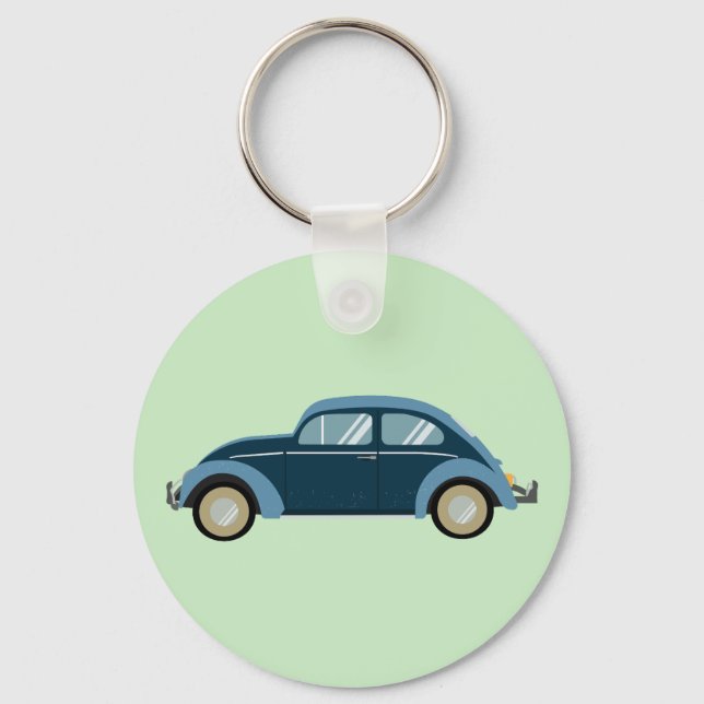 Chaveiro legal carro retrô azul com algemas (Frente)