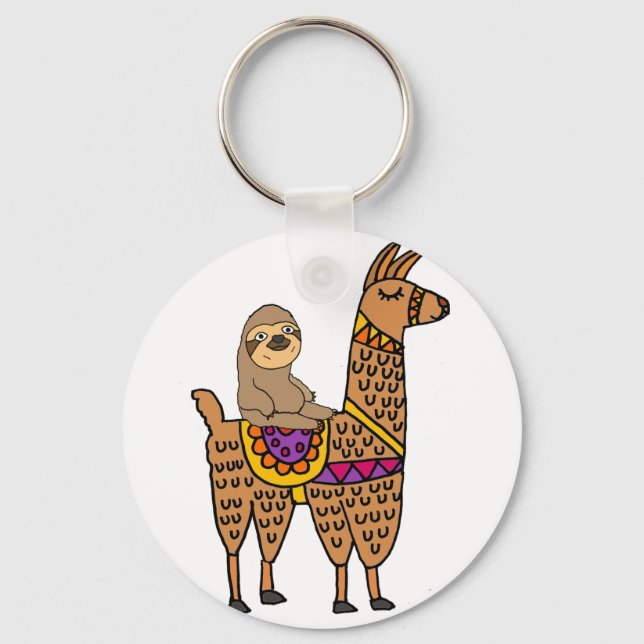 Chaveiro Legal Funny Sloth Riding Llama (Frente)