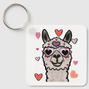 Chaveiro Legal Llama com óculos cardíacos