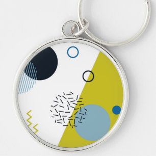 Chaveiro Legal, na moda, moderno, geométrico azul verde de