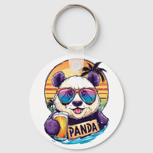 Chaveiro Legal Panda: Retro Summer & Beer Vibes (Frente)