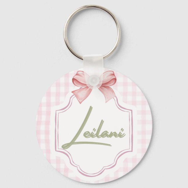 Chaveiro Leilani Baby Nursery Gingham Personalizado (Frente)