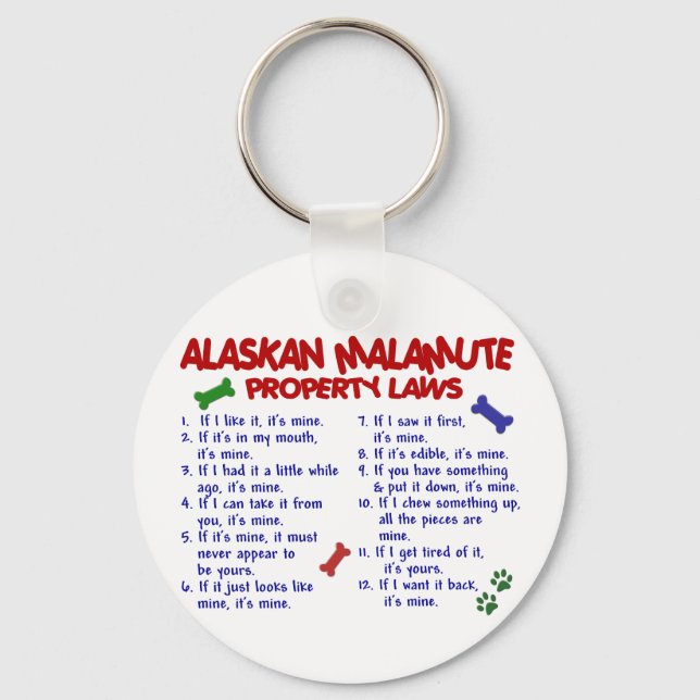 Chaveiro Leis de propriedade ALASKAN MALAMUTE 2 (Frente)