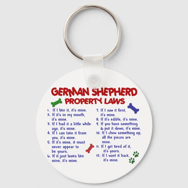 Chaveiro Leis de propriedade de german shepherd 2 (Frente)