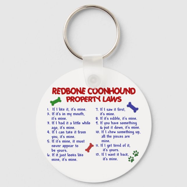Chaveiro Leis de propriedade REDBONE COONHOUND 2 (Frente)