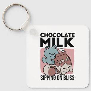 Chaveiro Leite de Chocolate Kawaii Gato – Bebida Aconchegan
