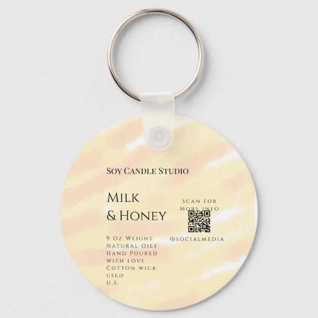 Chaveiro Leite mel soja negócio adicionar q r código tex (Frente)