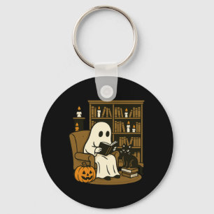 Chaveiro Leitura Aconchegante Com Gato Preto E Halloween De