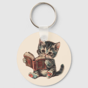Chaveiro Leitura de um gato bonito retrava ilustração infan