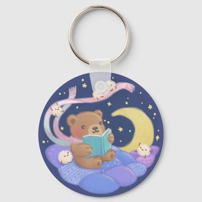 Chaveiro Leitura de Urso de Teddy com Ilustração de Monstro (Frente)