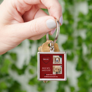 Chaveiro Lembrança de Perda de Animal de Estimação Vermelho