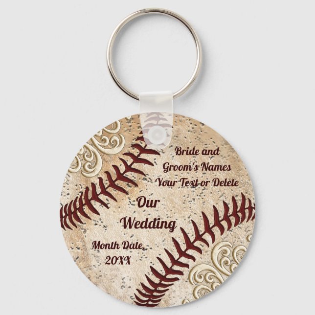 Chaveiro Lembranças de Casamento Personalizadas de Beisebol (Frente)