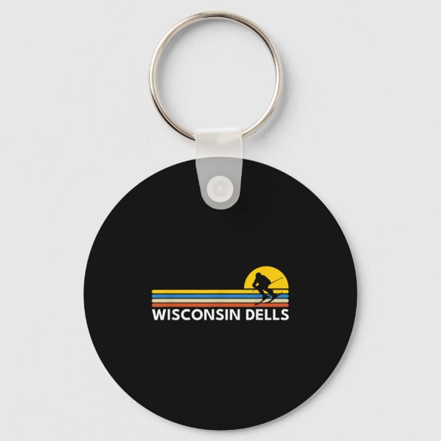 Chaveiro Lembranças Vintage Retro Wisconsin Dells Esquiando (Frente)