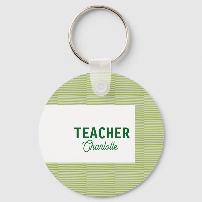 Chaveiro Lemon green white stripes teacher professor name c (Frente)