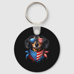 Chaveiro Lenço para Dachshund 4 de Julho Amantes de Cães Pa