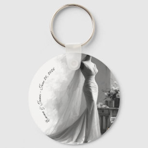 Chaveiro Lenços de casamento elegantes preto e branco