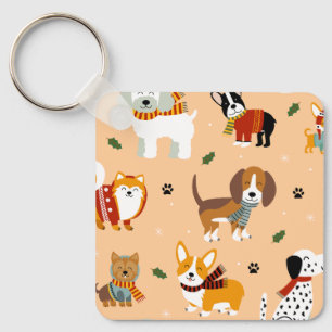 Chaveiro Lenços Festivos de Inverno para Cachorrinhos