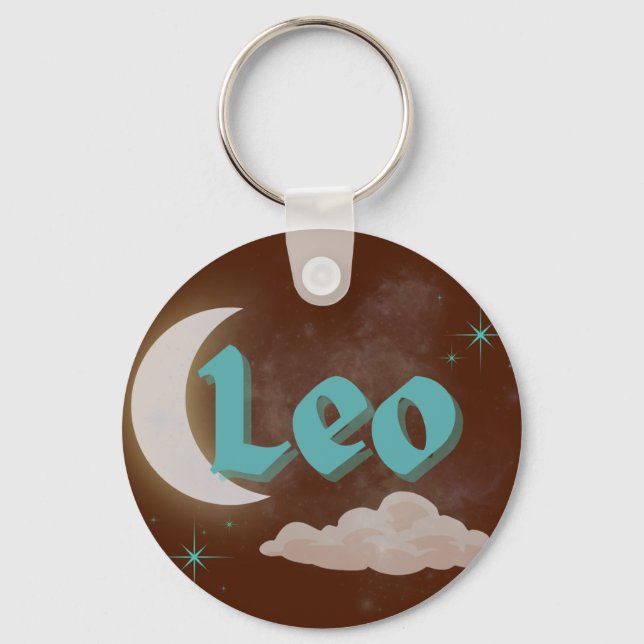 Chaveiro Leo Celestial Aestético Dreamy Moon Stars (Frente)