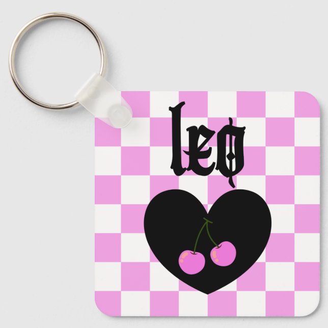 Chaveiro Leo Gothic Aestético Checkered Cherry Design (Frente)