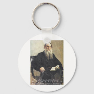 Chaveiro Leo Tolstoy "War Is Unjust" Wisdom Quote Gifts